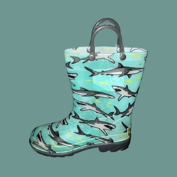 WESTERN CHEIF Toddler Shark Chase Light Up Rain Boots Size 10 - Picture 4 of 7